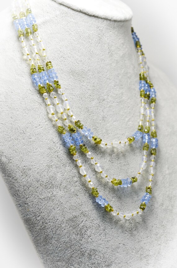 Multicoloured Gemstone Beaded Necklace Multistrand Layered Etsy
