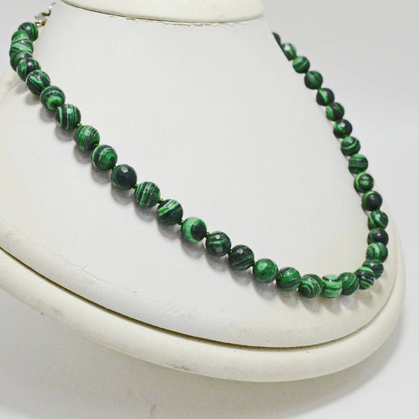 Natural Malachite Necklace Green Malachite Beaded Necklace Gemstone Healing Necklace Russian Malachite Artisan Jewelry Valentines Gifts