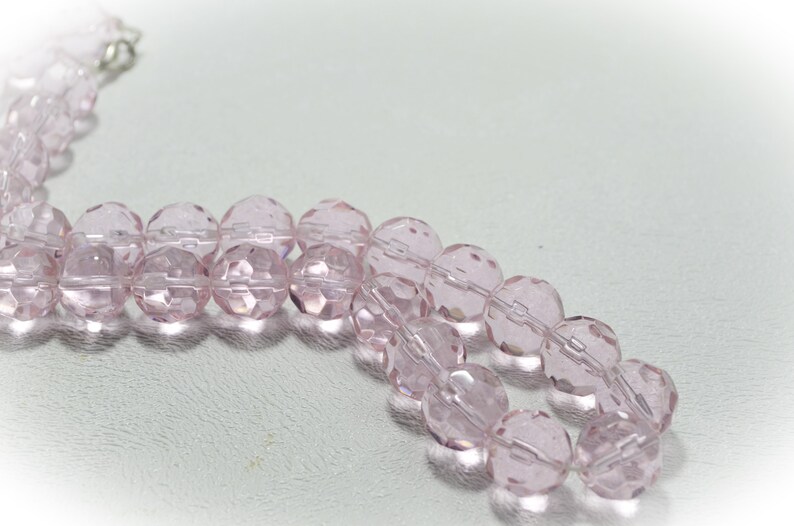 Pink Crystal Necklace Beaded Glass Statement Jewelry Pink Etsy