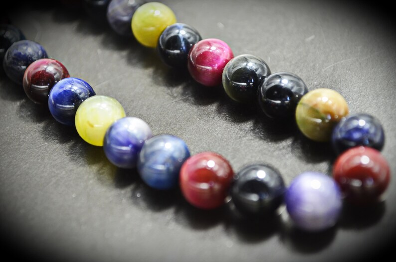 Multicolored Cats Eye Agate Necklace Beaded Cats Eye Onyx Etsy