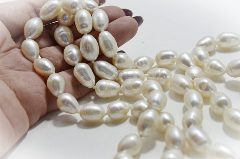 White Freshwater Pearl Necklace Long Chunky Baroque Pearl Etsy