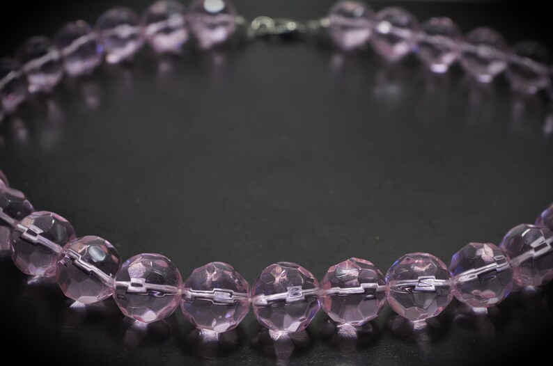 Pink Crystal Necklace Beaded Glass Statement Jewelry Pink Etsy