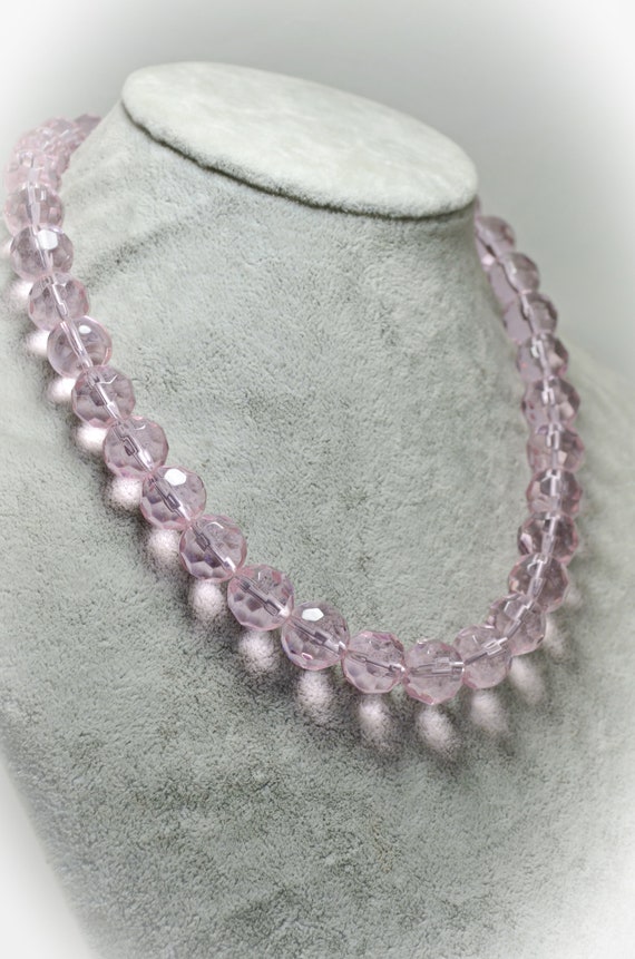 Pink Crystal Necklace Beaded Glass Statement Jewelry Pink Etsy