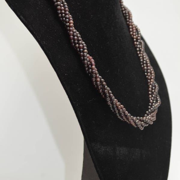 Garnet Beaded Jewelry Dark Red Gemstone Necklace Natural Garnet Rope Necklace Bead-work Gemstone Necklace Statement Artisan Jewelry Gifts