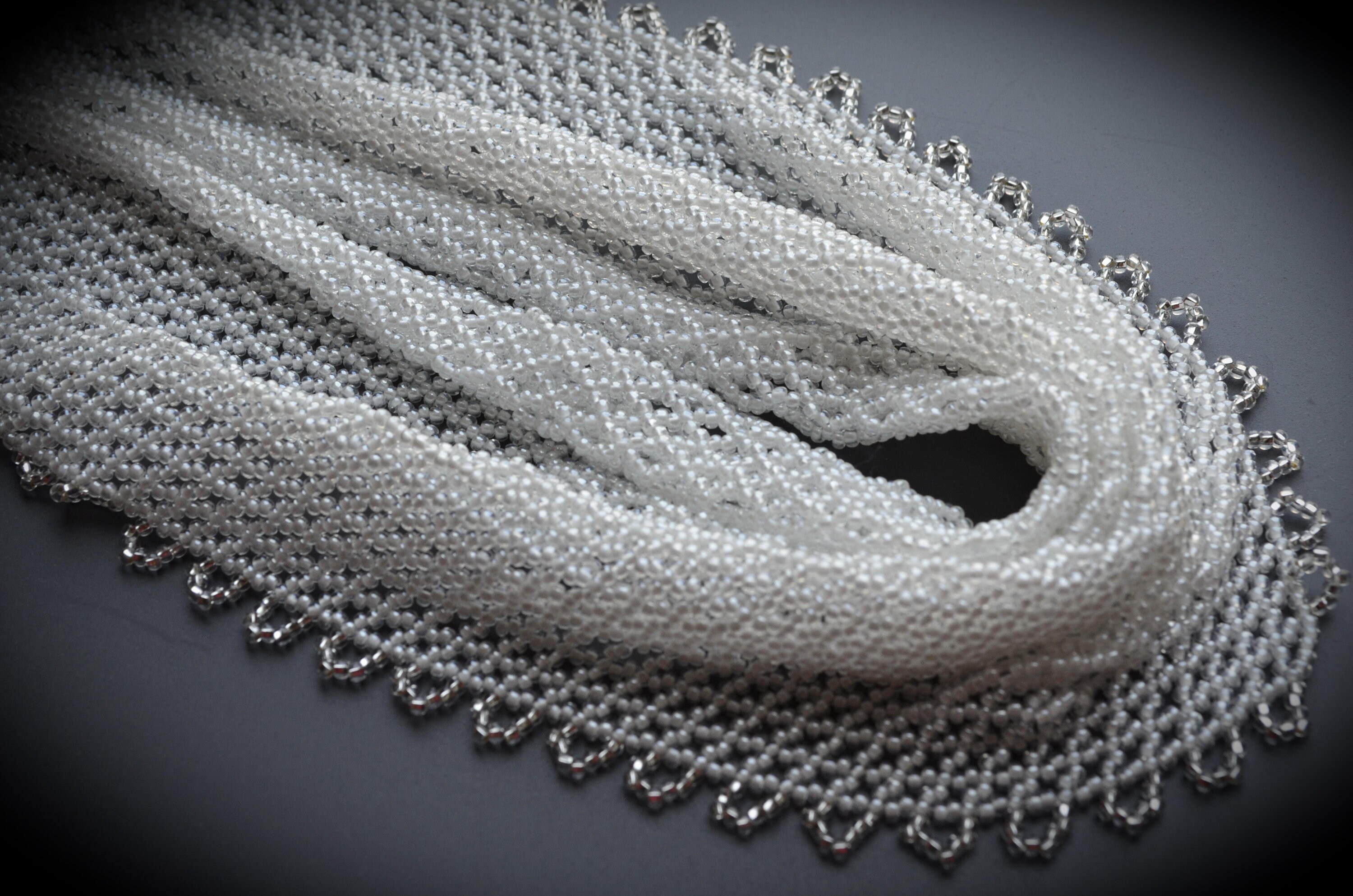 White Beaded Bib Necklace Chunky Seed Bead Necklace Etsy