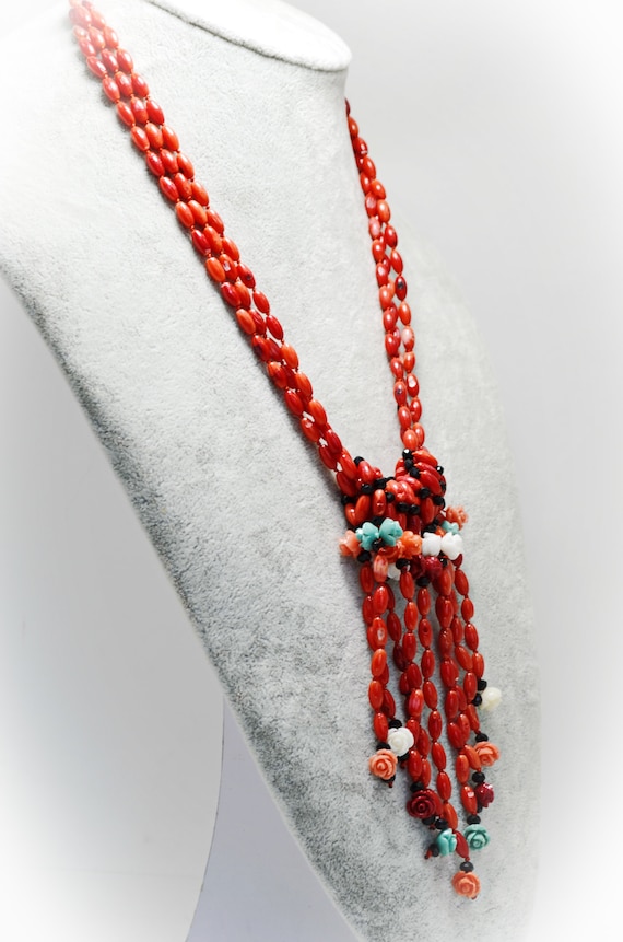 Natural beads necklace Natural Coral necklace Red coral necklace