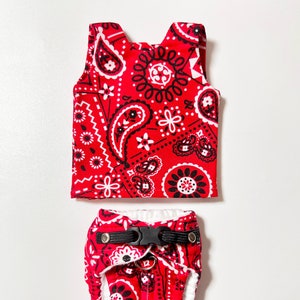 MARMOSET DIAPER SET in Red Bandana