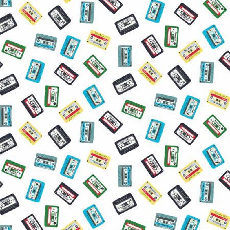 Cotton Quilt Fabric With Cassette Tape Pattern From Pour Some Etsy