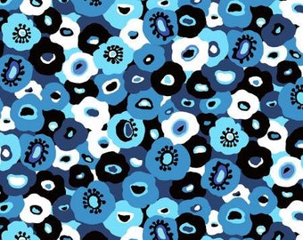 Midnight Blue Floral Cotton Quilt Fabric Rhythm and Blues by Michael Miller Fabrics