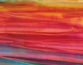 Cotton Batik Quilt Fabric Wild Patina Patina Handpaint in Rainbow from Robert Kaufman Fabrics