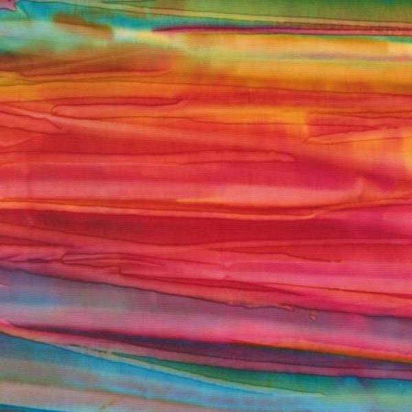 Cotton Batik Quilt Fabric Wild Patina Patina Handpaint in Rainbow from Robert Kaufman Fabrics