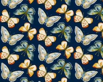 Cotton Quilt Fabric Multi Butterflies from Meant to Bee by Clara Jane Collection for Dear Stella