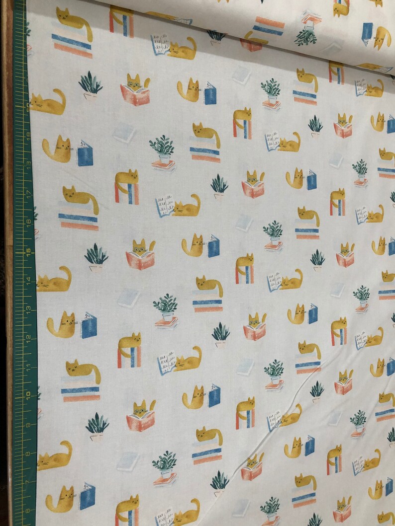 Cat Cotton Quilt Fabric Library From Creative Cats by Clara | Etsy