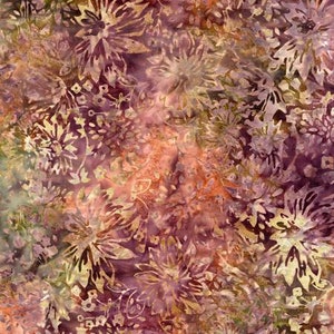 Cotton Batik Quilt Fabric Copper Wildflowers from Tonga Windsong for Timeless Treasures