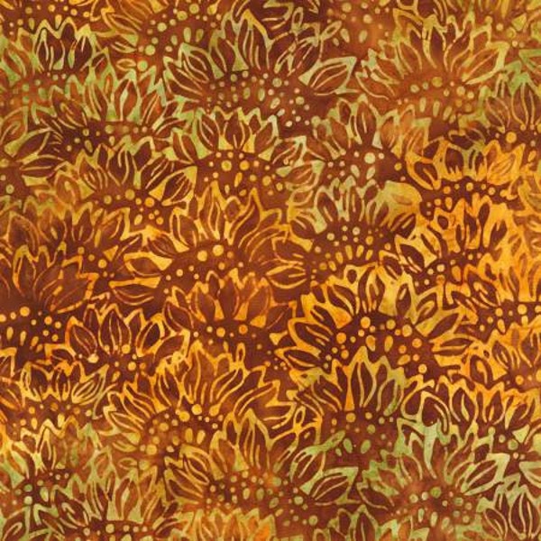 Sunflower Batik Cotton Quilt Fabric in Spice Colorway by Lunn Studios' Artisan Batik Sun Forest, Robert Kaufman