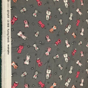 Cat Cotton Quilt Fabric Grey Purring Friends from Meowlogical by Michael Miller Fabrics Collection image 2