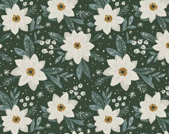Winter Holiday Floral Cotton Quilt Fabric from Best in Snow for Dear Stella
