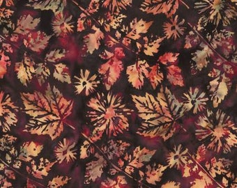 Batik Cotton Quilt Fabric Veined Leaves Lava Red from Bali Chops for Hoffman Fabrics