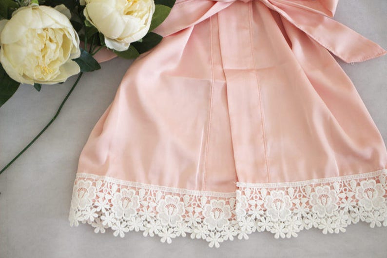 Satin Fabric Blush Pink Baby Robeflower Girl Robefloral Etsy