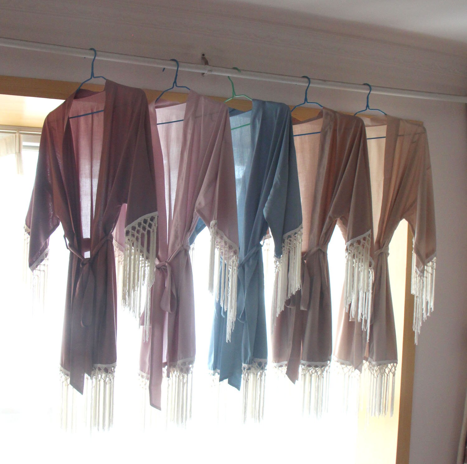 Women Tassel Kimono Robe(with Fringe lace trims)-Bridesmaid Kimono Ro…