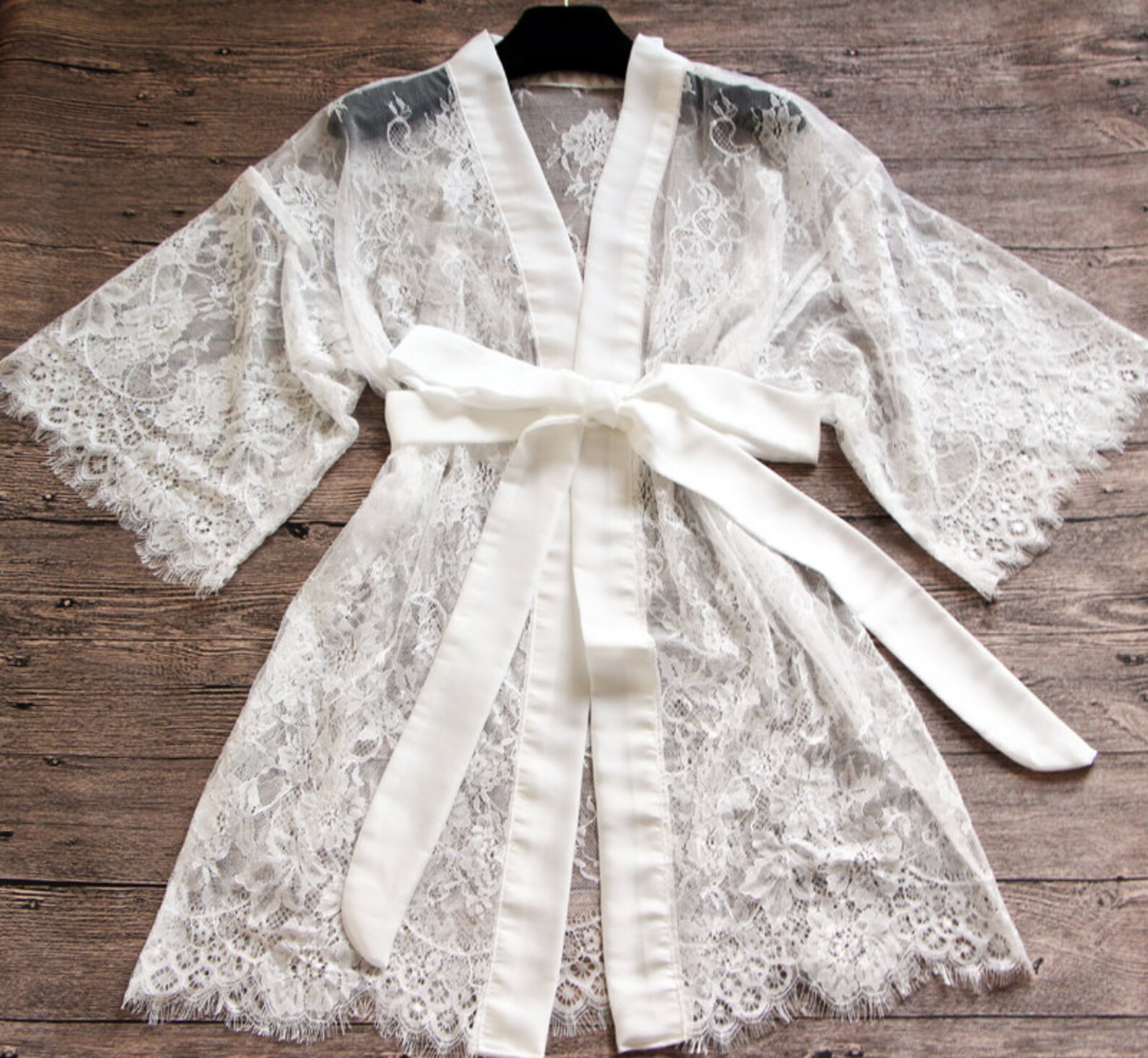 Bridal Lace Sheer Kimono Robehoneymoon Robelace Robebride Etsy