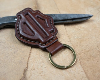 Beautiful handmade leather keychain HD BROWN
