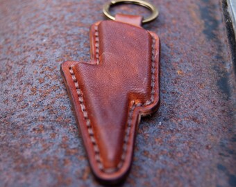 Beautiful handmade leather keychain BOLT BROWN