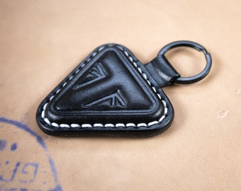 Handmade leather key UNION JACK  Black and White