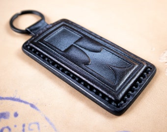 Handmade leather keychain for kawasaki  all BLACK