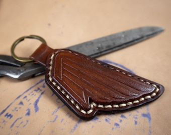 Llavero de cuero hecho a mano, llavero de cuero personalizado, regalo WING BROWN