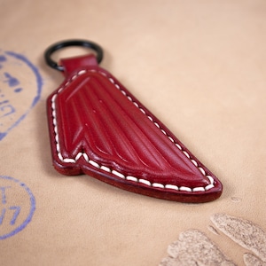 Handmade leather key holder keychain personalised leather gift for man women custom leather keychain WING Red and White