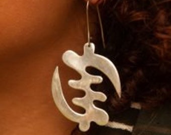 Sterling Silver 92.5 Andinkra Gyname Earrings.