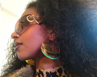 Decorated Brass Fulani Hoops