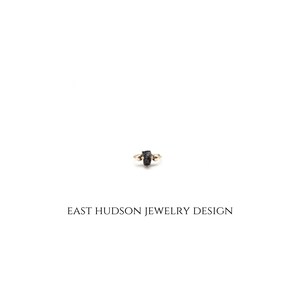 14k Gold Black Tourmaline Hoop Earrings