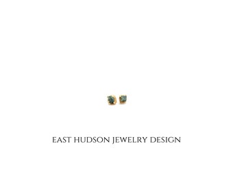 14k Gold Raw Bloodstone Stud Earrings