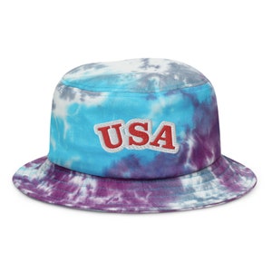 4th of July red white blue Bucket Hat Tie-dye