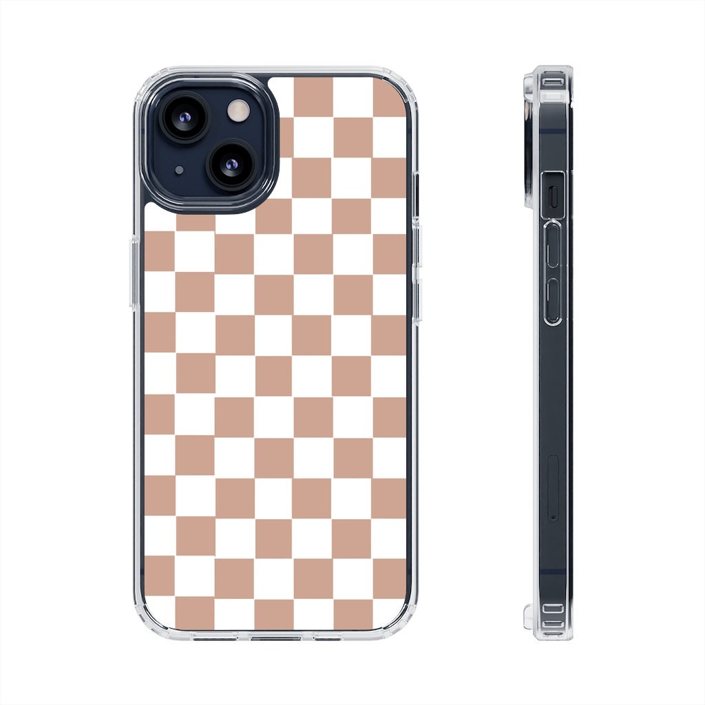 Checkerboard Check Checkered Pattern in Mushroom Beige and Cream iPhone Case