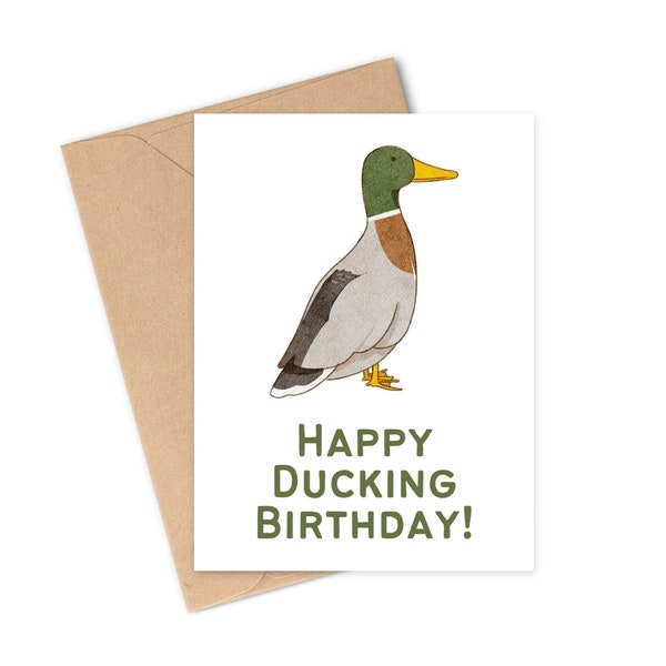 Duck Card, Happy Ducking Birthday, Duck Lover Gift, Digital Download, Water Fowl Language