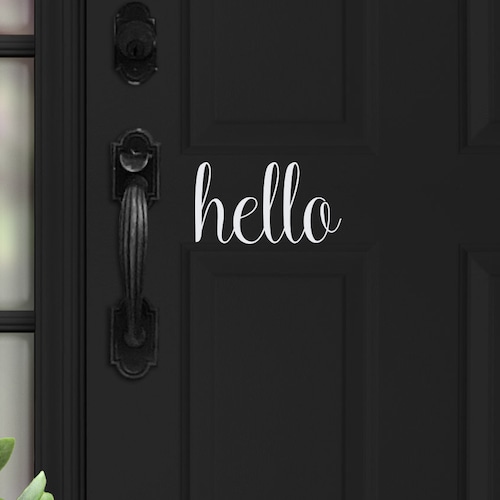FRONT DOOR GREETING VINYL DECAL STICKER Details about   8" HOME OR OFFICE HELLO 