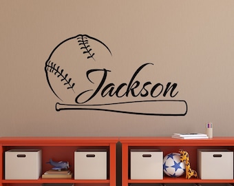 Personalized Baseball Name Wall Decal - Nursery, Teen Room Decor P56