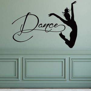 Vinilo adhesivo para pared con silueta de bailarina, decoración de estudio de danza, calcomanía de pared con baile, regalos de bailarina para niñas y maestras 205