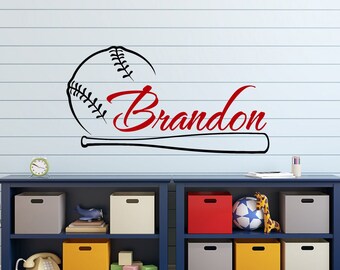 Personalized Baseball Name Wall Decal: Boys Sports Room Decor P42