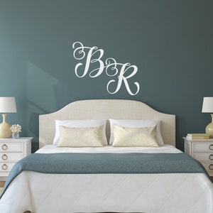Calcomanía de pared con letras iniciales: calcomanía de monograma de 2 letras, letras de monograma para pared, calcomanía de pared con monograma para pareja, letras personalizadas 145