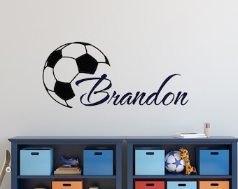 Personalized Soccer Name Wall Decal - Boys Sports Room Decor P158