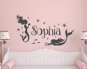 Mermaid Name Wall Decal: Personalized Girls Room Decor P152