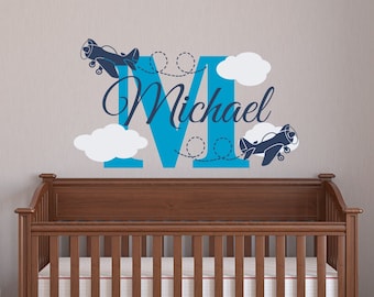 Vinilo decorativo con nombre de avión: decoración infantil personalizada P52