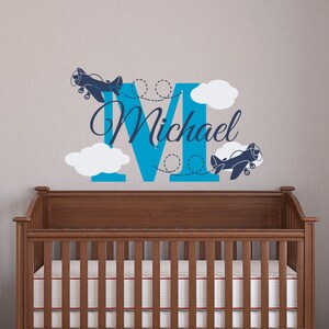 Airplane Name Wall Decal: Personalized Nursery Decor P52