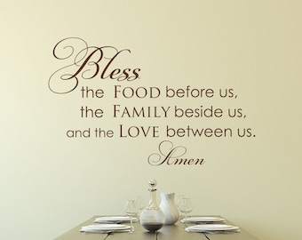 Kitchen Prayer Vinyl Wall Decal: Bless This Food, Family, Love P63