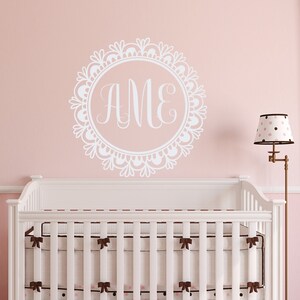 Monogram Wall Sticker Personalized Initials Decal - Monogram Letters for Wall, Custom Monogram Wall Art, Girls Bedroom Family Wall Decor 210