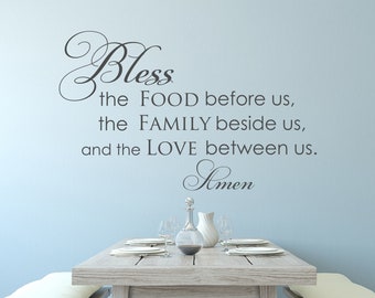 Prayer Wall Decal: Bless the Food, Family, Love - Dining Room Decor P63